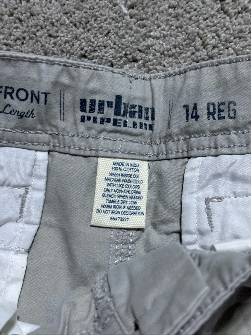 urban pipeline Light Gray Men's Flat Front Cotton Shorts